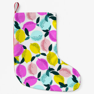 Petite Chaussette De Noël Motif Vintage aux citrons à main