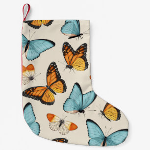 Petite Chaussette De Noël motif vintage avec papillon tropique haut détaillé