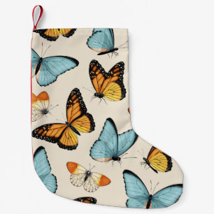 Petite Chaussette De Noël motif vintage avec papillon tropique haut détaillé