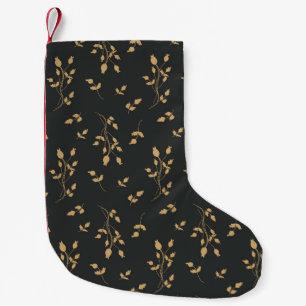 Petite Chaussette De Noël motif vintage avec silhouettes baies et feuilles