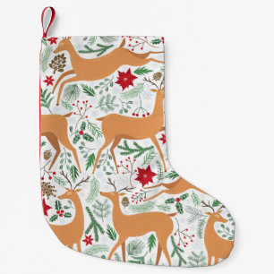 Petite Chaussette De Noël motif vintage chevreuils d'hiver sans soudure. Bba