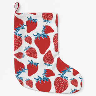 Petite Chaussette De Noël Motif Vintage de fraise à main