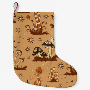 Petite Chaussette De Noël Motif Vintage sans couture avec des champignons br