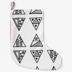 Petite Chaussette De Noël Motif vintage sans couture. Géométri noir et blanc