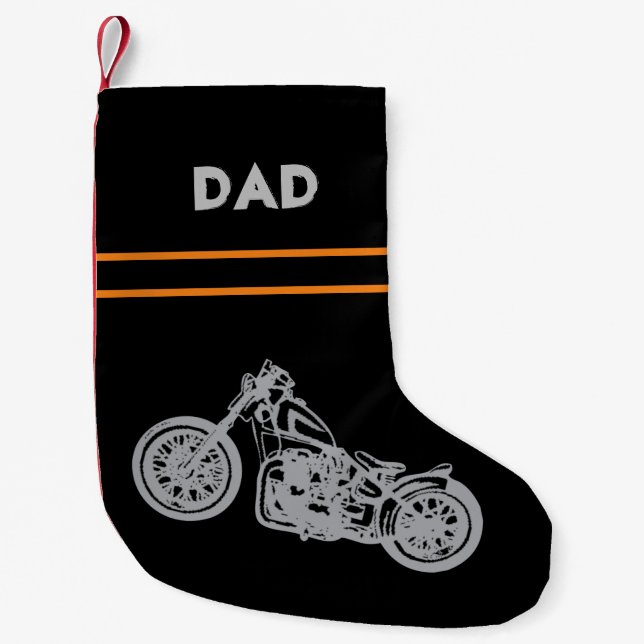 Petite Chaussette De Noël Motocyclette en noir pour moto (Devant)