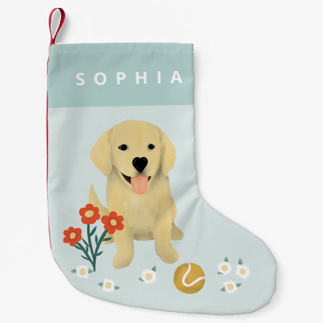Petite Chaussette De Noël Mouettes modernes mignonnes Golden Retriever Chien (Devant)