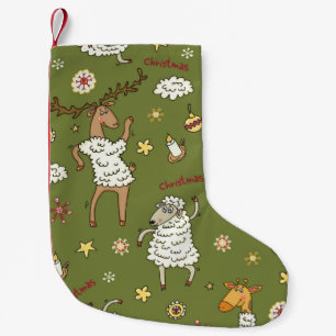 Petite Chaussette De Noël Moutons de Noël : Illustration Vintage animale.