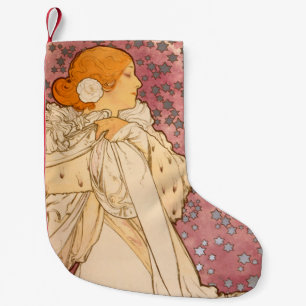 Petite Chaussette De Noël Mucha Art nouveau femme beauté