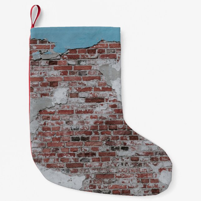 Petite Chaussette De Noël Mur Brown en brique (Devant)