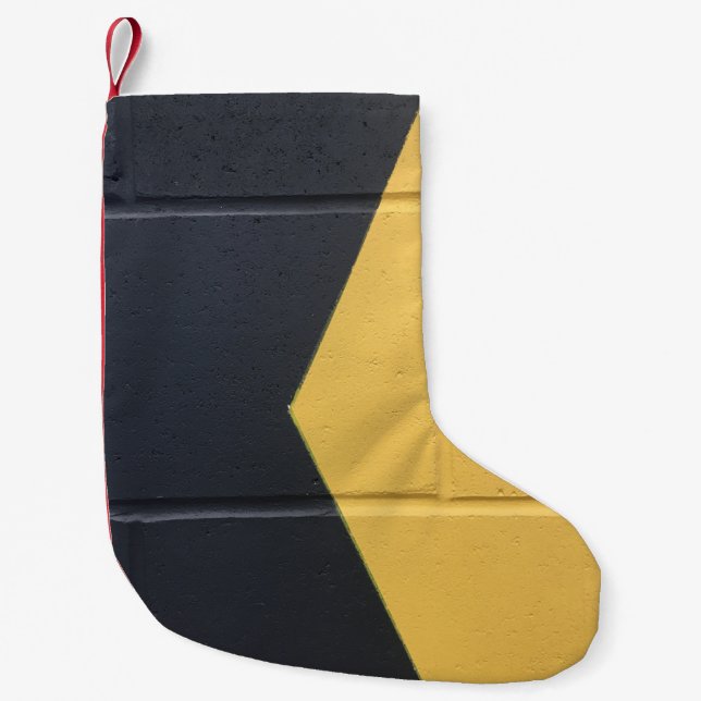 Petite Chaussette De Noël Mur de peinture noir et jaune (Devant)