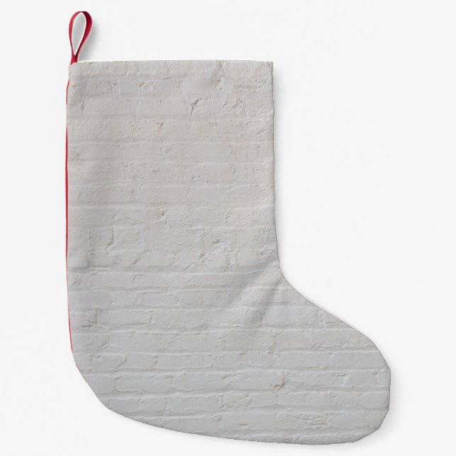 Petite Chaussette De Noël Mur en brique blanche (Devant)