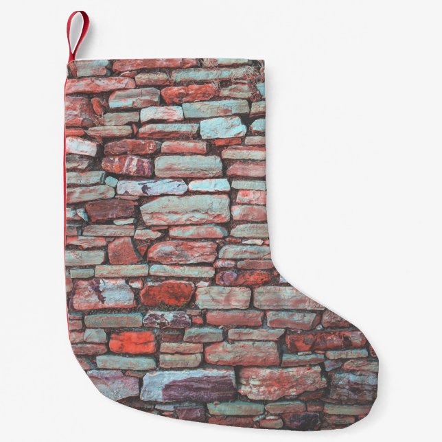 Petite Chaussette De Noël Mur en brique rouge (Devant)