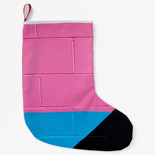 Petite Chaussette De Noël Mur peint rose et bleu (Devant)
