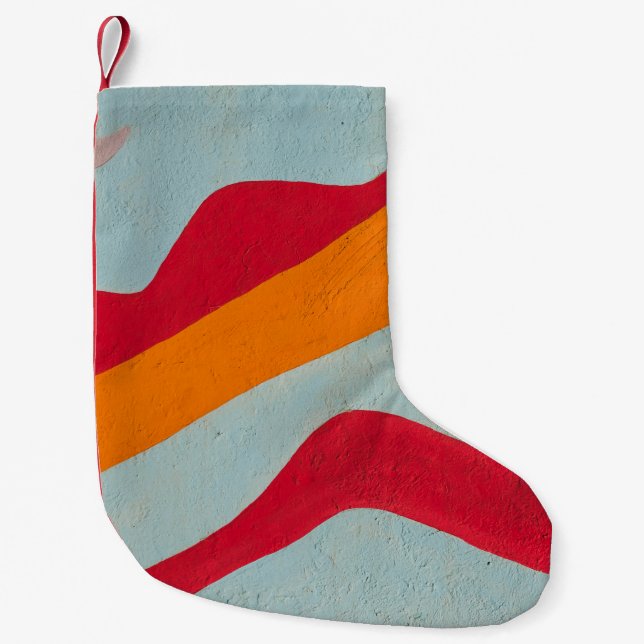 Petite Chaussette De Noël Mur peint rouge et jaune (Devant)