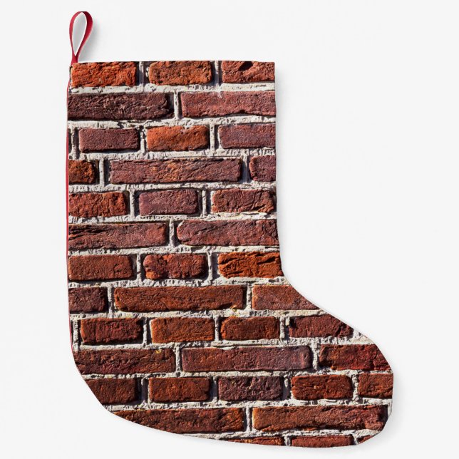 Petite Chaussette De Noël Mur rouge brique pierre brique maçonnerie (Devant)
