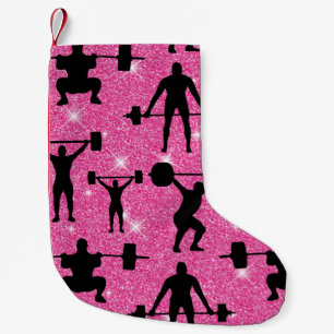 Petite Chaussette De Noël Musculation Fitness Entraînement Sport Rose Paille
