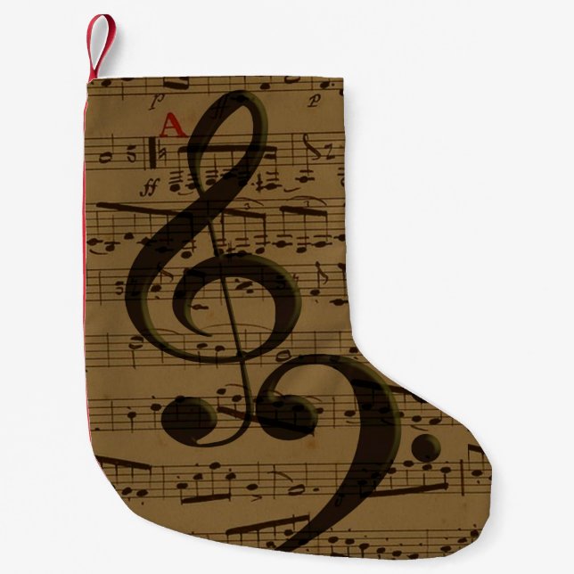 Petite Chaussette De Noël Musical Treble Clef Sheet Musique Classique (Devant)