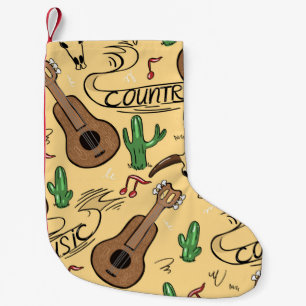 Petite Chaussette De Noël Musique country sans couture motif avec guitare, c