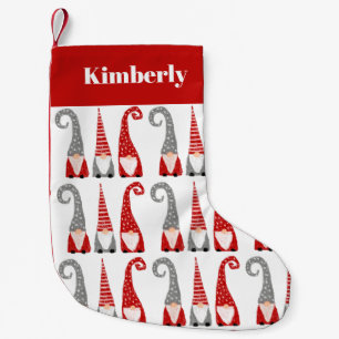Petite Chaussette De Noël Nains Suédois Motif Rouge Blanc Personnalisé