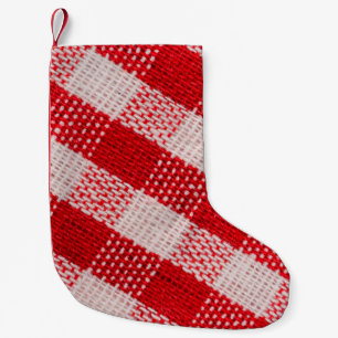 Petite Chaussette De Noël Nappe en tissu à damiers rouge texture motif ba