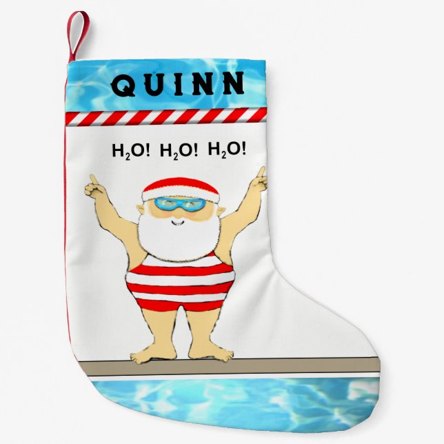 Petite Chaussette De Noël Natation personnalisée (Devant)