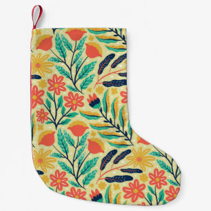 Petite Chaussette De Noël Nature Foliage : Floral Motif sans joint.