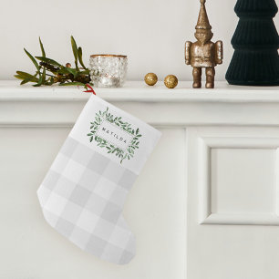 Petite Chaussette De Noël Naturellement Joyeux Plaid Botanical Personnalisé