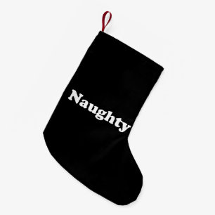 Petite Chaussette De Noël Naughty ou Nice, double face, noir blanc