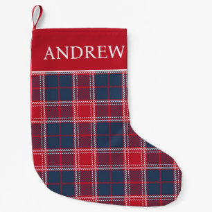 Petite Chaussette De Noël Navire bleu rouge Plaid Tartan Noël Stocker