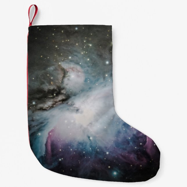Petite Chaussette De Noël Nébuleuse bleue, grise et violette (Devant)