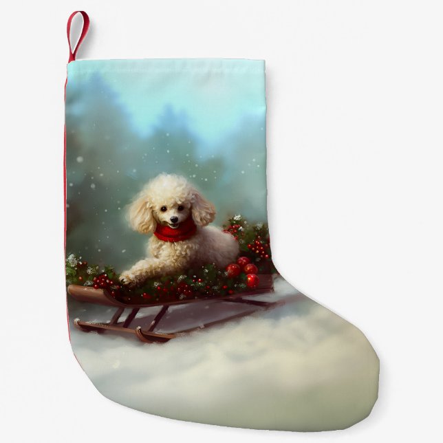 Petite Chaussette De Noël Neige de Noël caniche hiver (Devant)