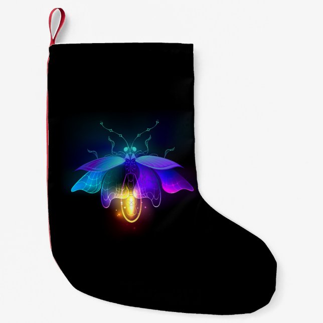 Petite Chaussette De Noël Neon Firefly sur noir (Devant)
