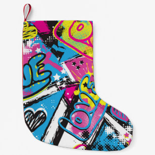 Petite Chaussette De Noël Neon Hearts : Grunge Girl Motif