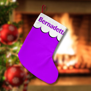 Petite Chaussette De Noël Neon violet blanc 3D Nom élégant Personnalisé