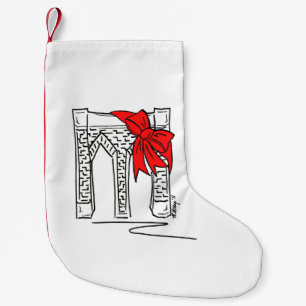 Petite Chaussette De Noël New York City NYC Brooklyn Bridge Bow Chrismas