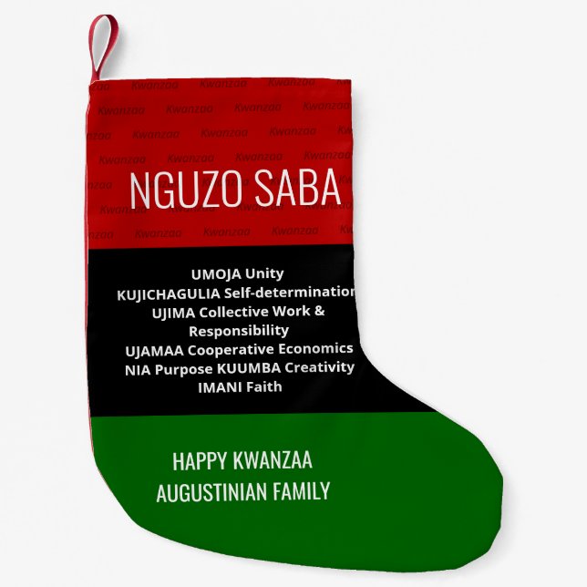 Petite Chaussette De Noël NGUZO SABA 7 Principes Happy Kwanzaa (Devant)