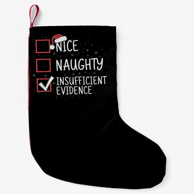 Petite Chaussette De Noël Nice Naughty Insufficient Evidence Christmas Funny (Devant)