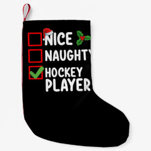 Petite Chaussette De Noël Nice Naughty Joueur de hockey Liste de Noël Père N
