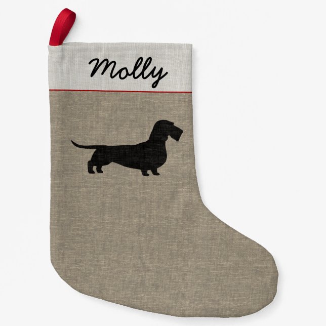 Petite Chaussette De Noël Noël à poils durs de chien de saucisse de (Devant)