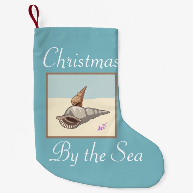 Petite Chaussette De Noël Noël au bord des coquillages de mer Noël (Devant)