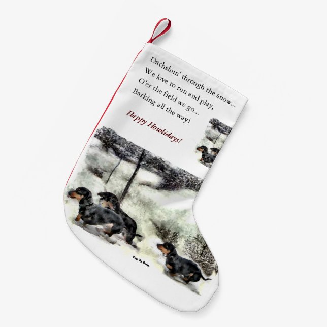 Petite Chaussette De Noël Noël aux amoureux de Dachshund (Devant (Accrochage))