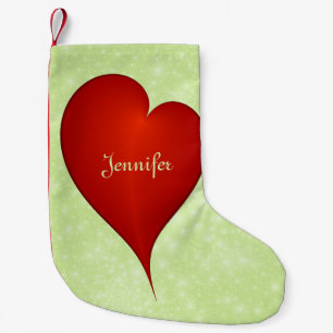 Petite Chaussette De Noël Noël avec amour vert clair rouge Nom du coeur