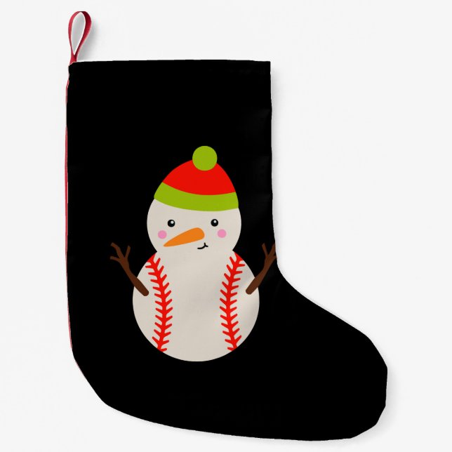 Petite Chaussette De Noël Noël - Baseball Snowman (Devant)