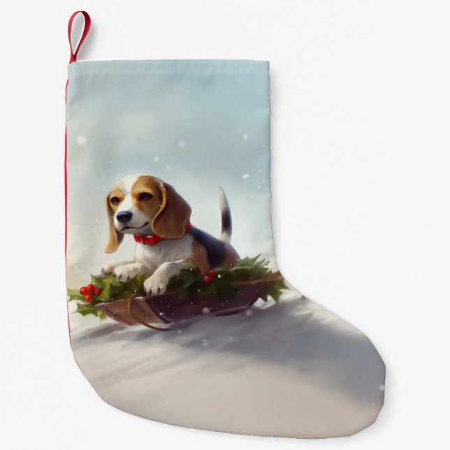 Petite Chaussette De Noël Noël Beagle neige hiver (Devant)