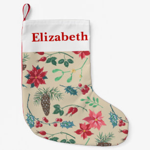 Petite Chaussette De Noël Noël botanique traditionnel