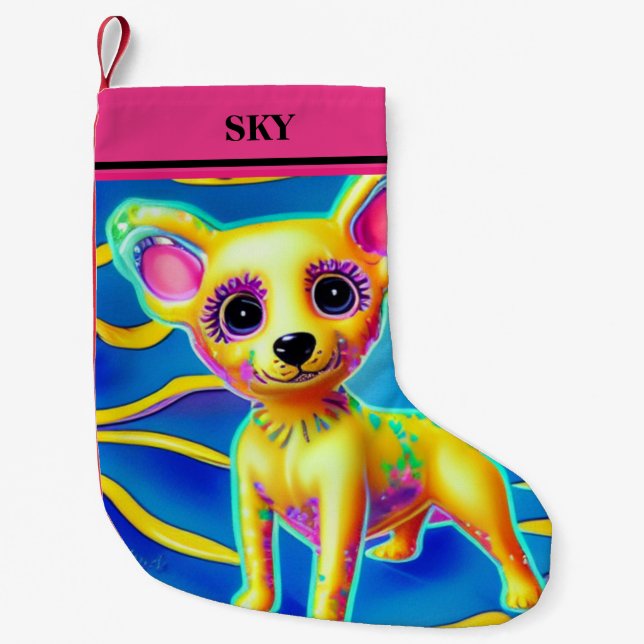 Petite Chaussette De Noël Noël CHIHUAHUA Stocking avec nom. (Devant)