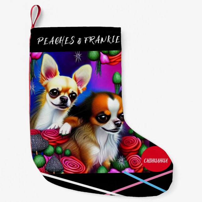Petite Chaussette De Noël Noël CHIHUAHUA Stocking avec nom. (Devant)