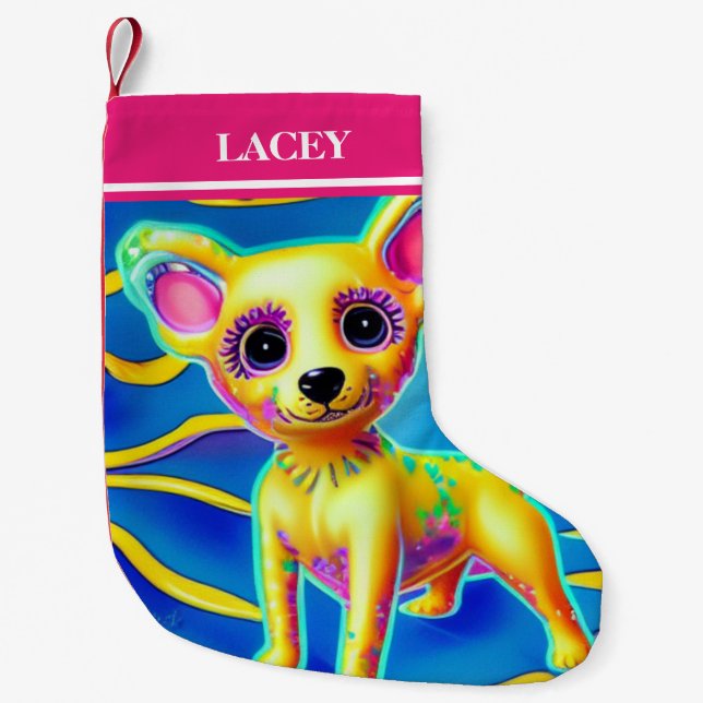 Petite Chaussette De Noël Noël CHIHUAHUA Stocking avec nom. (Devant)