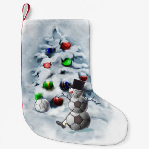 Petite Chaussette De Noël Noël de bonhomme de neige de ballon de football