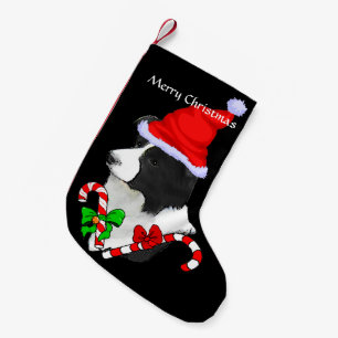 Petite Chaussette De Noël Noël de casquette de border collie Père Noël